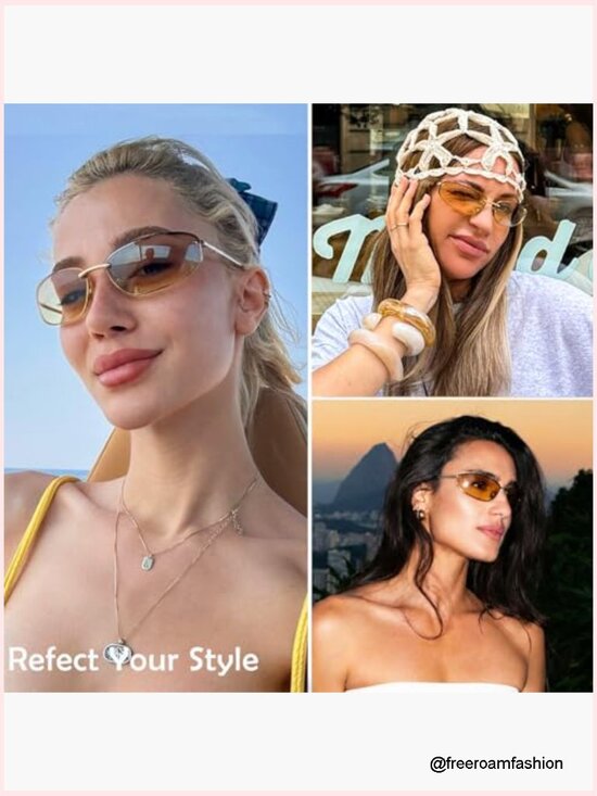 Trendy Y2K Wrap Sunglasses - Oval Metal Retro Style UV400 main image 6